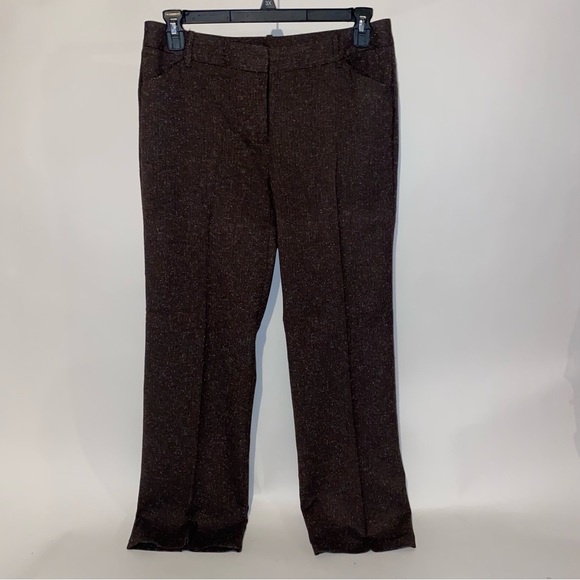 Studio Works Womens Dress Pants Slacks Size 10 Brown Herringbone Polyester Rayon - Picture 1 of 14